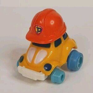 Modern Volkswagon VW Beetle Hardhat Pull-Back Plastic Toy (Tested) Collectable